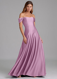 Azazie Seriana Bridesmaid Dresses Wisteria A-Line Off the Shoulder Stretch Satin Convertible Dress image4