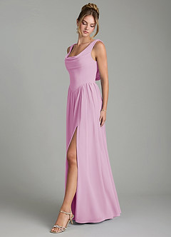 Azazie Novi Bridesmaid Dresses Candy Pink A-Line Pleated Chiffon Dress image4