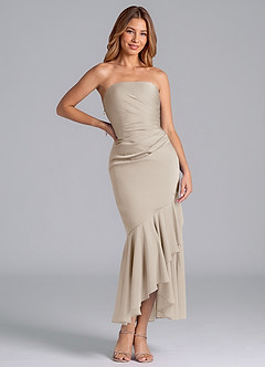 Azazie Danie Bridesmaid Dresses Frost Sheath Strapless Chiffon Dress image3