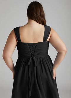 Azazie Angie Bridesmaid Dresses Black A-Line Corset Chiffon Dress image15