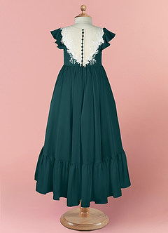 Barbie ♥ Azazie Flower Girl Dresses Pine A-Line Lace Stretch Satin Dress image8