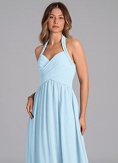 Azazie Darlyn Abiti da Damigella Abito A-Line in Chiffon Plissettato Azzurro image7