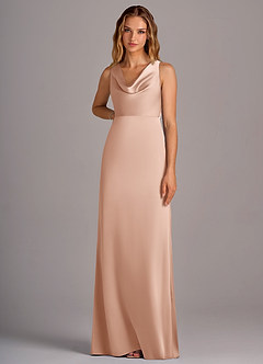 Azazie Wrenlee Brautjungfernkleider A-Linie Stretch-Satin Kleid Roségold image6