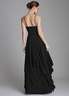 Azazie Zaina Brautjungfernkleider A-Linie Chiffon Kleid Schwarz image2