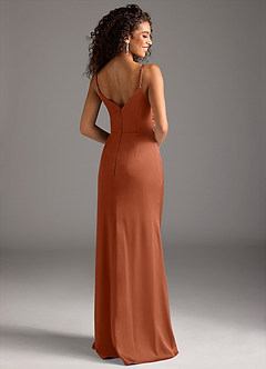 Azazie Deandra Bridesmaid Dresses Cedar Rose Mermaid Pleated Stretch Satin Dress image2