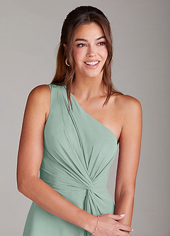 Azazie Brooke Vestidos de madrinha de casamento Vestido Agave de Chiffon de Linha A com Ombro Único image6