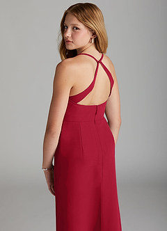 Azazie Becca Junior Burgundy Mermaid Chiffon Dress image2