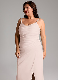 Azazie Deandra Bridesmaid Dresses Blushing Pink Mermaid Pleated Stretch Satin Dress image12