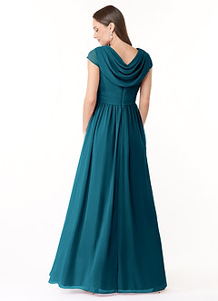 Azazie Organa Bridesmaid Dresses Ink Blue A-Line Pleated Chiffon Dress image2