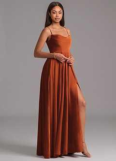 Azazie Elle Bridesmaid Dresses Burnt Orange A-Line with Pockets Velvet Dress image7