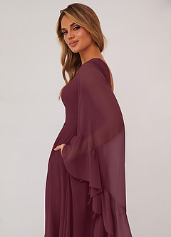 Barbie ♥ Azazie Jurken voor bruidsmeisjes Jurk van Chiffon met A-Lijn Lange mouw Cabernet image6