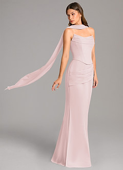 Azazie Sorrel Bridesmaid Dresses Blushing Pink Mermaid Corset Chiffon Dress image3
