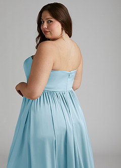 Azazie Morana Final Sale Sky Blue A-Line Off the Shoulder Stretch Satin Convertible Dress image20