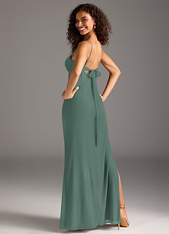 Azazie Mai Bridesmaid Dresses Eucalyptus Sheath Pleated Mesh Dress image2