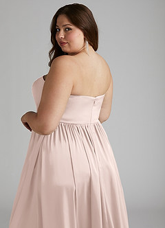 Azazie Morana Bridesmaid Dresses Blushing Pink A-Line Off the Shoulder Stretch Satin Convertible Dress image19