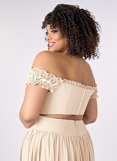 Barbie ♥ Azazie Bridesmaid Dresses White Alabaster A-Line Off the Shoulder Chiffon Convertible Dress image12