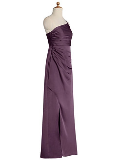 Azazie Eren Junior Vestido de Ciruela de Satén Elástico de Recto con Plisado image6