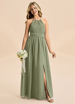 Azazie Noelle Junior Pistachio A-Line Pleated Chiffon Dress image6