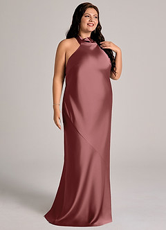 Azazie Velli Abiti da Damigella Abito Sirena in Raso Elasticizzato Collo Alto Ametista image12