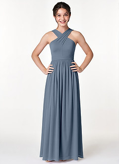 Azazie Jiya Junior Twilight A-Line Pleated Mesh Dress image4