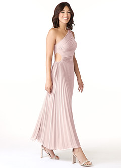 Azazie Kirra Abiti da Damigella Abito A-Line in Chiffon Monospalla Rosa Rossore image3