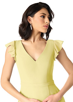 Azazie Claudine At-home Try On Dresses Agave A-Line Flutter Sleeve Chiffon Dress image4