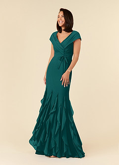 Azazie Bailora Mother of the Bride Dresses Peacock Mermaid Ruched Chiffon Dress image1