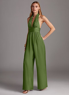 Azazie Oli Brautjungfernkleider Plissee Stretch-Satin Overall/Jumpsuit Wacholder image4