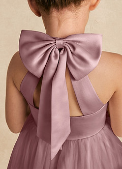 Azazie Bev Flower Girl Dresses Dusty Rose A-Line Convertible Tulle Dress image5