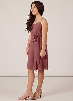 Azazie Doll Junior Amethyst A-Line Bow Chiffon Dress image3