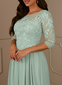 Azazie Harriet Mother of the Bride Dresses Agave A-Line Scoop lace Mesh Dress image5