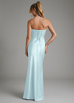Azazie Janel Robes de demoiselle d'honneur Robe Sirène en Satin extensible Corset Bleu Nuage image7