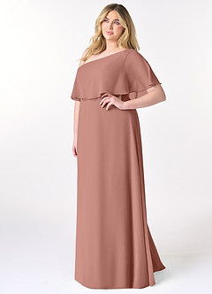 Azazie Lizzy Bridesmaid Dresses Cedar Rose A-Line One Shoulder Chiffon Dress image10