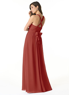Azazie Olani Bridesmaid Dresses Terracotta A-Line Off the Shoulder Chiffon Convertible Dress image3
