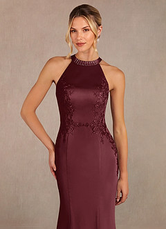 Azazie Tyra vestidos de madre de la novia Vestido de Cabernet de Satén Elástico de Sirena con Encaje image4