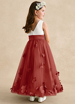 Azazie Vi Flower Girl Dresses Terracotta A-Line Sleeveless Tulle Dress image4