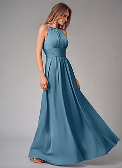 Azazie Bonnie Bridesmaid Dresses Bermuda A-Line Pleated Stretch Satin Dress image4