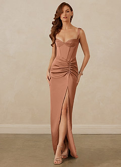 Christian Siriano Bridal for Azazie 1017 Bridesmaid Dresses Bronzer Sheath Sweetheart Neckline Stretch Satin Dress image1
