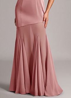 Azazie Uma Vestidos de damas de honor Vestido de Rosa Polvorienta de Gasa de Corte Sirena Convertible con Sin tirantes image6