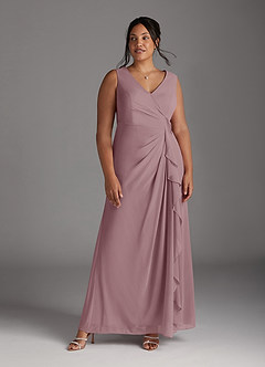 Azazie Manuella Mother of the Bride Dresses Dusty Rose A-Line V-Neck Pleated Chiffon Dress image13