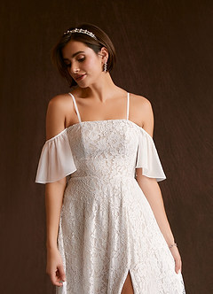 Azazie Cambri Wedding Dresses A-Line Off the Shoulder Lace Floor-Length Dress image7