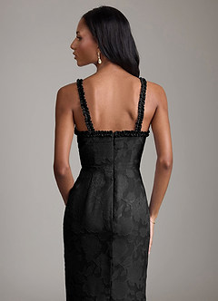 Azazie Corina Brudtärnklänningar Klä av Sjöjungfru i Blommig Utbrändhet Rynkad Svart image3