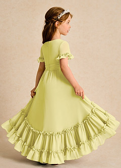 Azazie Kass Flower Girl Dresses Lemon Sorbet A-Line Pleated Chiffon Dress image6