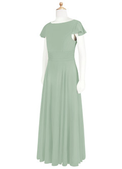Azazie Payton A-Linie Schleifen Chiffon Kleider Agave image8