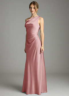Azazie Emerson Bridesmaid Dresses Dusty Rose Mermaid Off the Shoulder Stretch Satin Dress image2