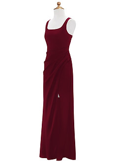 Azazie Mero Junior Burgundy Mermaid Pleated Stretch Satin Dress image7