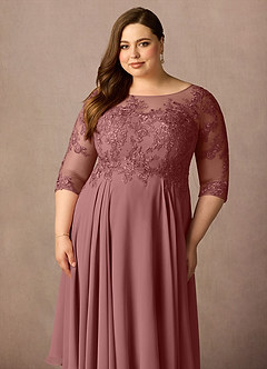 Azazie Marge Mother of the Bride Dresses Desert Rose A-Line Scoop Lace Chiffon Dress image11