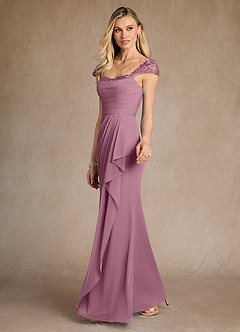 Azazie Belfast Mother of the Bride Dresses Vintage Mauve Sheath Lace Mesh Dress image3