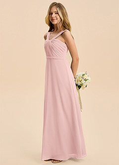 Azazie Allie Junior Powder Pink A-Line Pleated Chiffon Dress image1