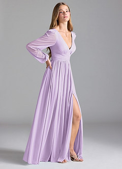 Azazie Norah Vestidos de madrinha de casamento Vestir Lilás de Malha de Linha A image5